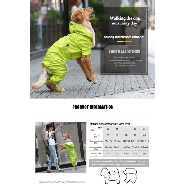 Костюм дождя собаки плаща S-XXL желтой собаки зимы теплый Breathable отражательный