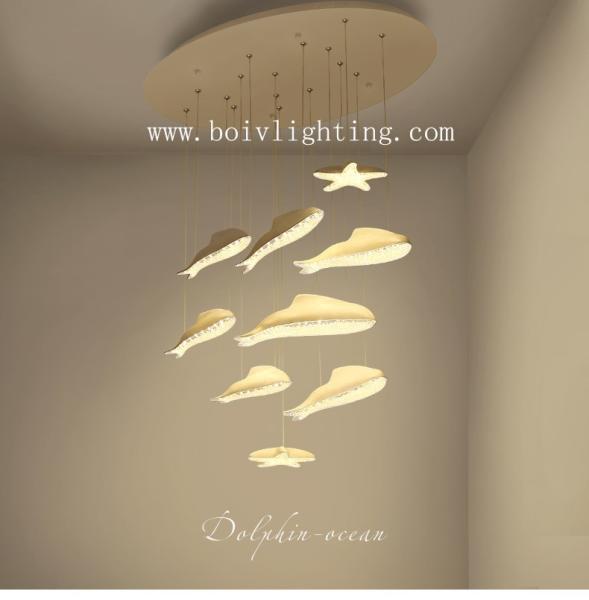 Small  Dolphin And Starfish For LED Hanging Lighting Children  Black  And White