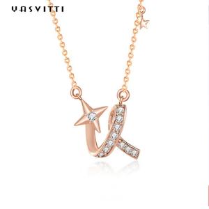 colar torcida cerimônia da estrela do ouro de 2g 17.7in Sterling Silver Jewelry