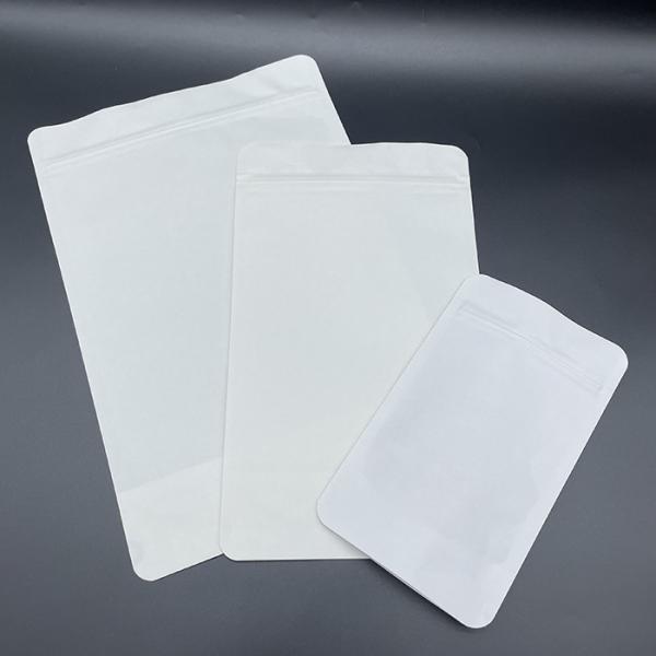 Customized Dry Food Packaging Bags Blank White Kraft Paper Pouch With Ziplock