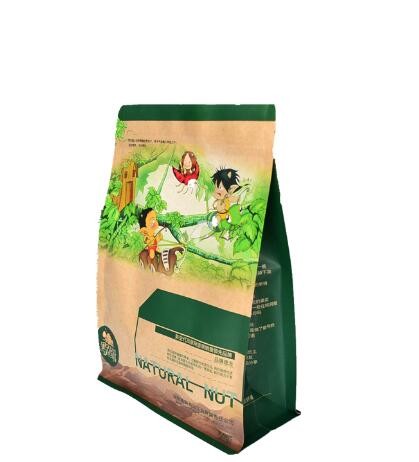 Printed Block Bottom Stand Up Food Grade Package Aliuminum Foil Laminated Dry Fruit Plastic Packaging Bags