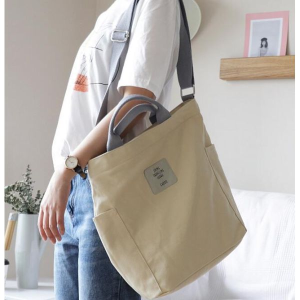 Korean Canvas Shoulder Bag Zipper Luxury Women Bags Designer Women Messenger Bag Female Simple Handbag Letter Printing tote