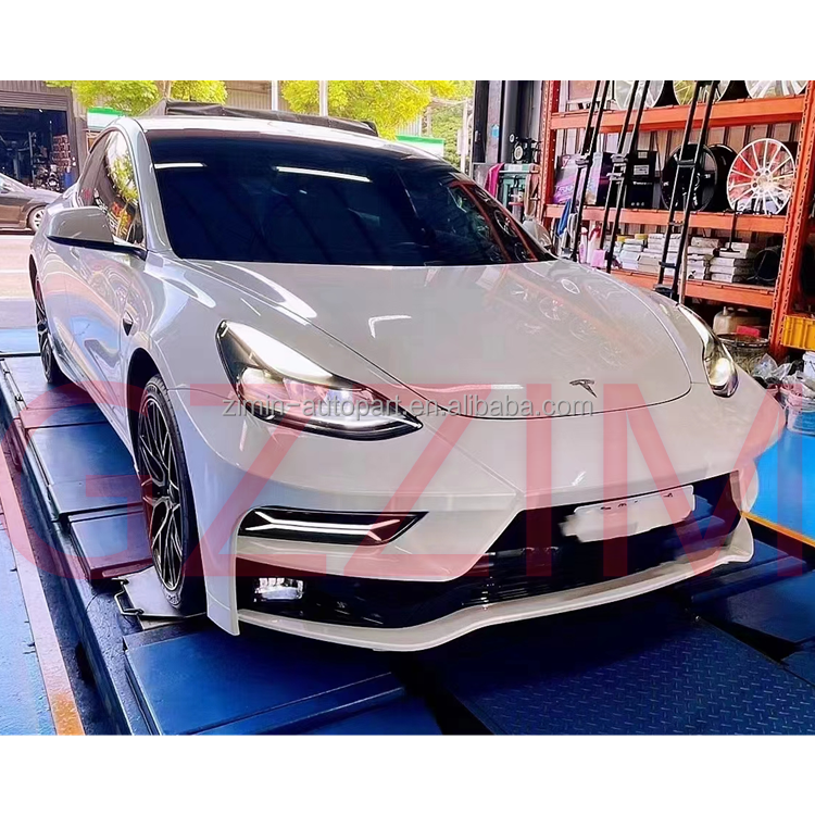 Фацелифтный бампер Tesla Model 3 Пластиковый черно-белый фронтальный бампер