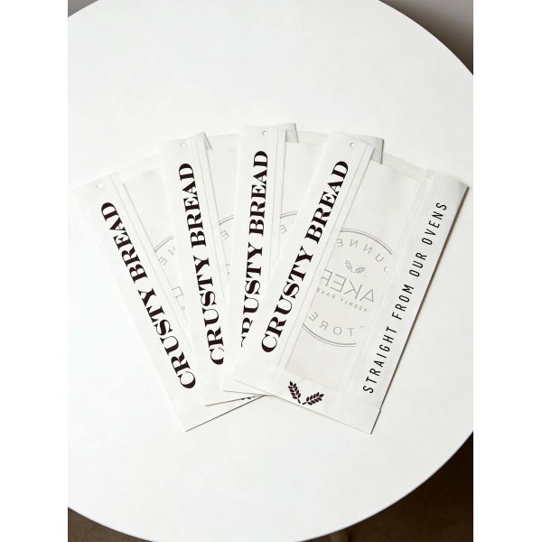 Bulk Flat Bottom White Paper Bread Bag Packaging For Loaf Bread Customized Bakery Bag Food Bag