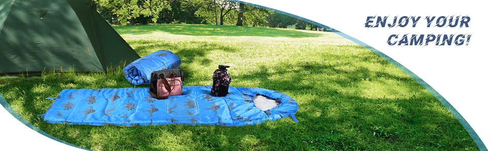 Outdoor Camping Children Sleeping Bag, Fit Boys and Girls 4 Season Comfortable Compact Sleeping Bag Mummy Camping