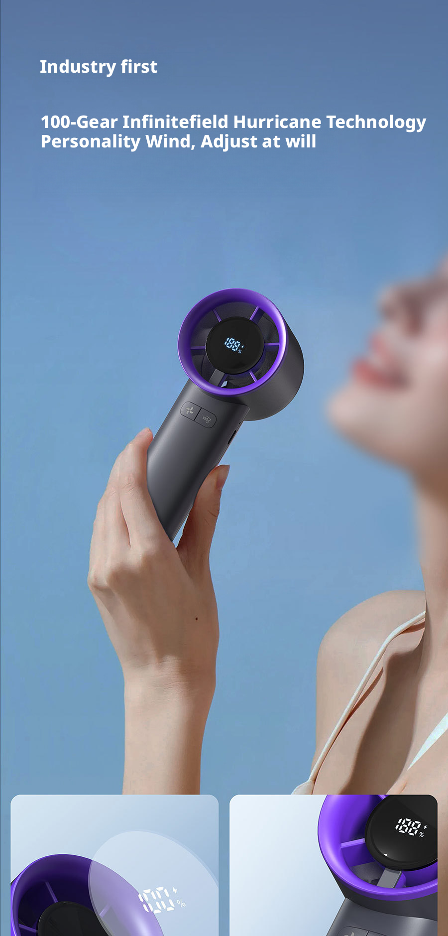 2000mAh Plastic Small Personal Battery Operated Fans Lightweight Design Car Hotel Use