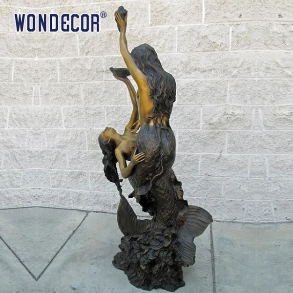 Подгонянная в натуральную величину статуя бронзы русалки украшения сада outdoors