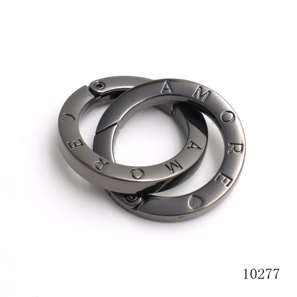 Flat Spring O Ring Round Gunmetal Carabiner 26.5mm With Custom Engraving