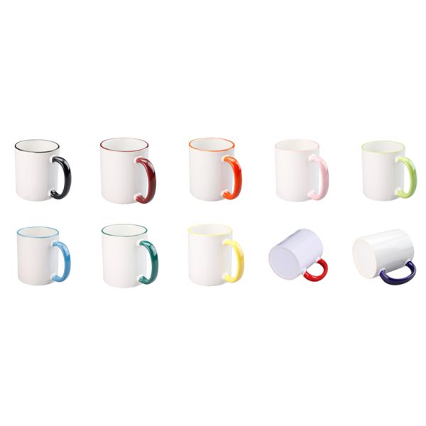 Чашка края цвета кружки кофе белой керамической сублимации пустая с покрашенными оправой/ручкой