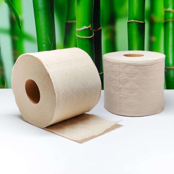 Luxury Eco-Strong Cream Beige Bamboo Pulp Toilet Paper Roll Soft Customizable Luxury Toilet Tissue Paper