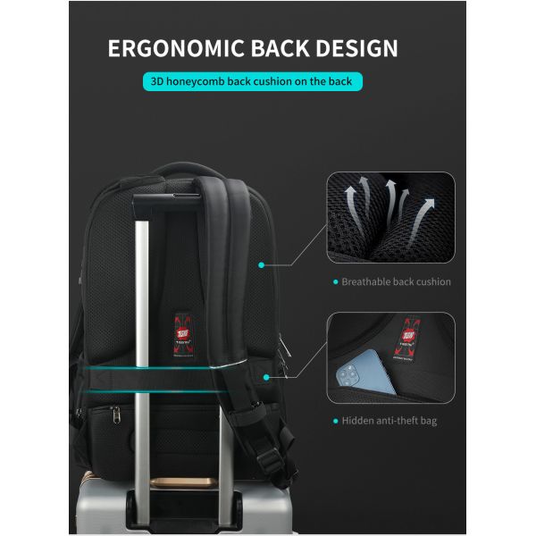 T-B3105 4A Expandable Men Outdoor Business Travel Backpacks Carry On With Usb Anti Theft