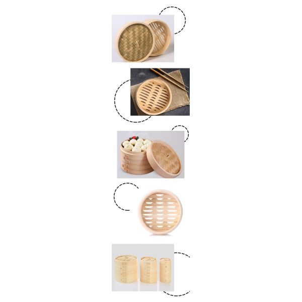Round Pastry Wooden Cooking Utensils Handmade Bamboo Food Steamer