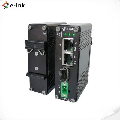 Porto industrial 100/1000X SFP do conversor 1 dos meios dos ethernet da fibra 2 ao porto 10/100/1000T 60W