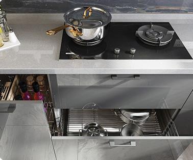 Gelaimei Kitchen Cabinet Set Solid Wood 750mm Height For Home