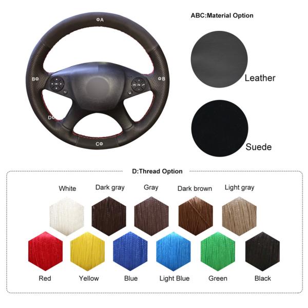 Mercedes-Benz W204 C-Class Fan Club Design Style Custom Leather Steering Wheel Cover