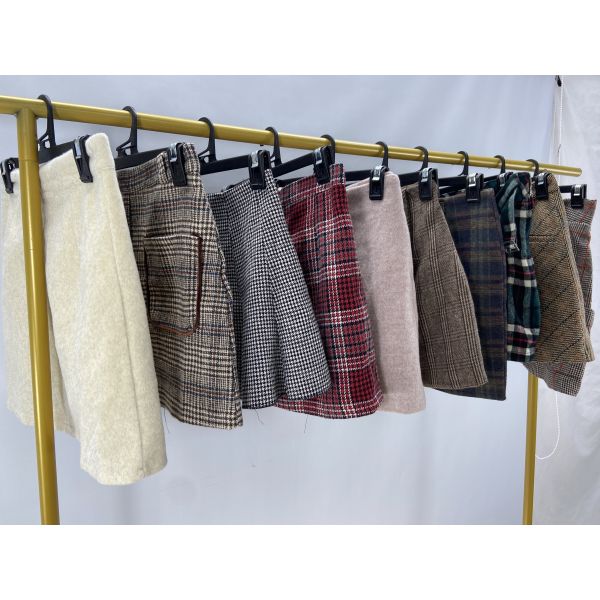 Second Hand Woolen Short Skirt High Waisted Women's Mixed Size Slim Fit
