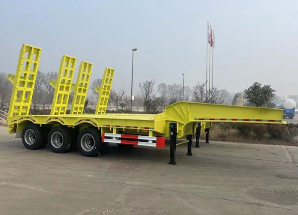 60 80 100 Tons Lowboy Flatbed Lowbed Gooseneck Truck Semi Trailer With Steel Material
