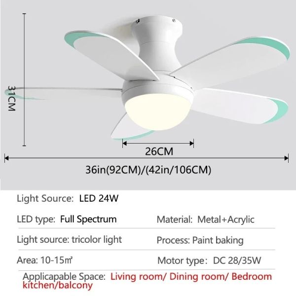 Control Low Floor Household Fan lamp colorful Children Room Ceiling Fan Light(WH-VLL-33)