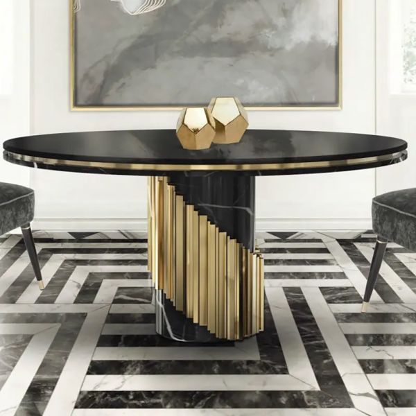 Stainless Steel Modern Round Dining Tables, Gold/Silver Combination