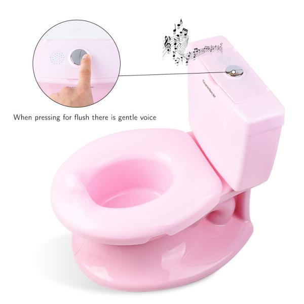 Childrens Simulation White Blue Pink Solid Baby Training Potty with Flushing Sound