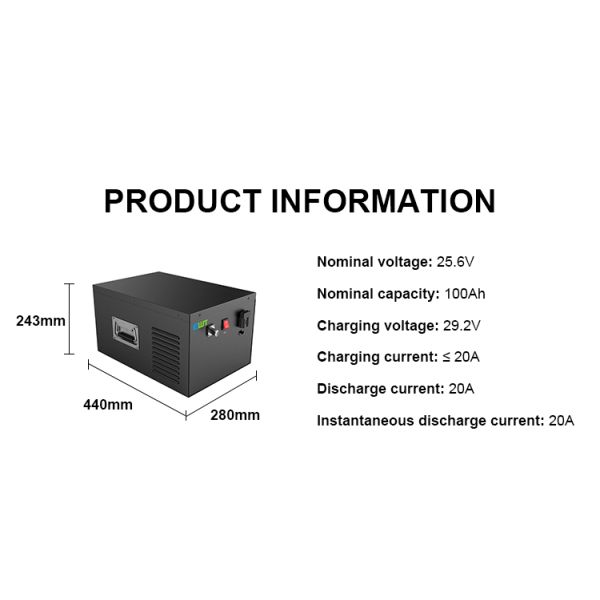 Batería industrial de litio hierro fosfato de 24V 100Ah 25,6V Almacenamiento de energía