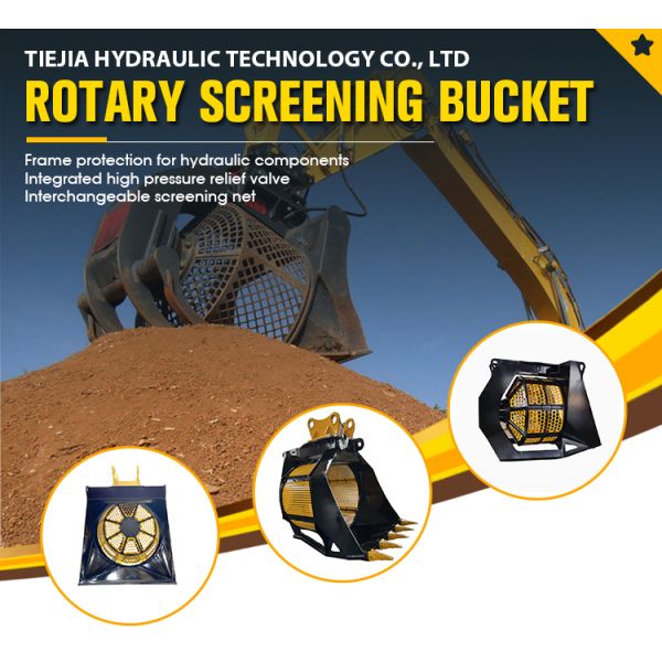 Multi Function Excavator Attachments Rotary Sand Washing Screen Bucket