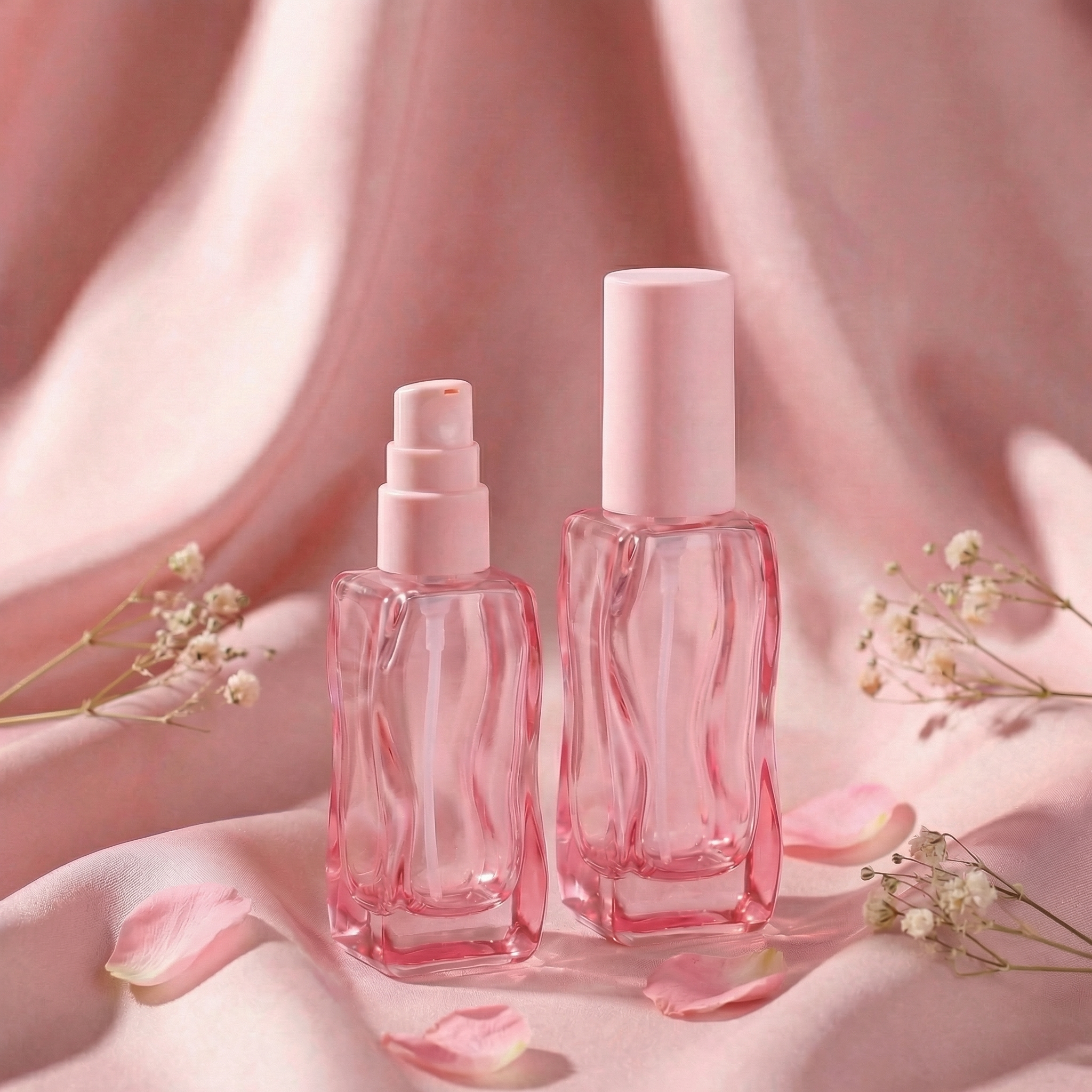 Empty Glass Lotion Pump Bottles 125ml Square Cosmetic Skincare Body Lotion