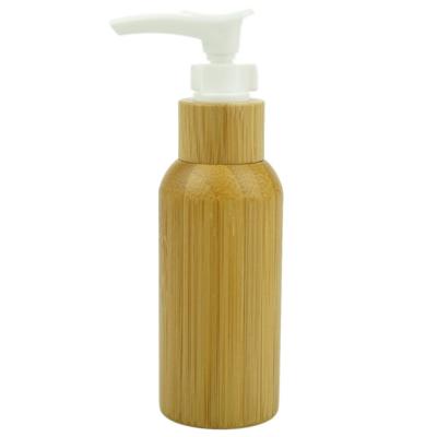 Empty Lotion Pump Bamboo Cosmetic Containers Lotion Bottles  Inner Plastic 120ml