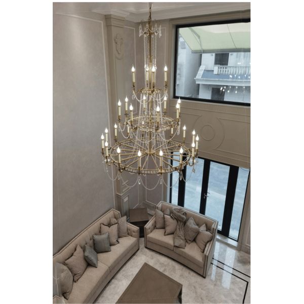 Американский винтажный ожерелье свеча люстра вилла лофт квартира лестница свет