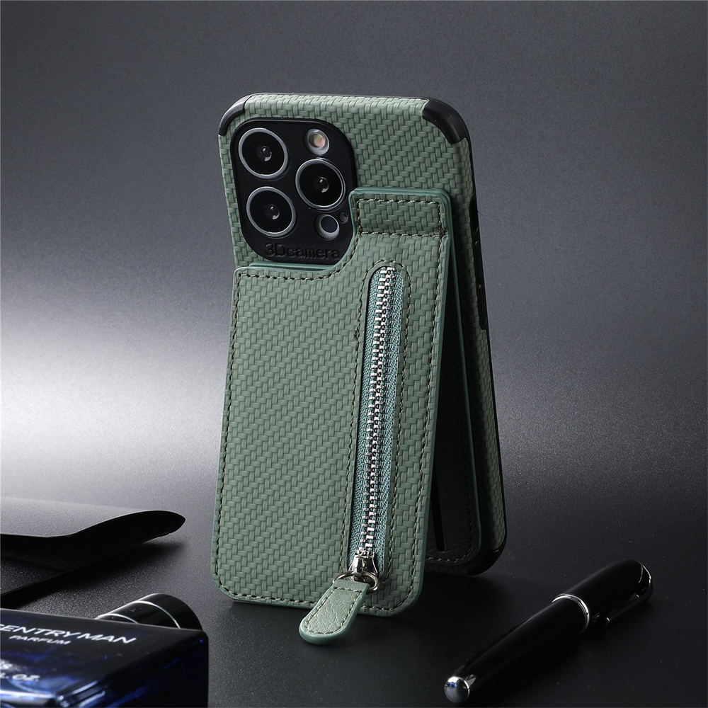 Laudtec Zipper Cards Wallet Leather Mobile Phone Case for iPhone 14 Plus 13 12 Mini 11 Pro Max X XS XR Purse Card Holder Cover