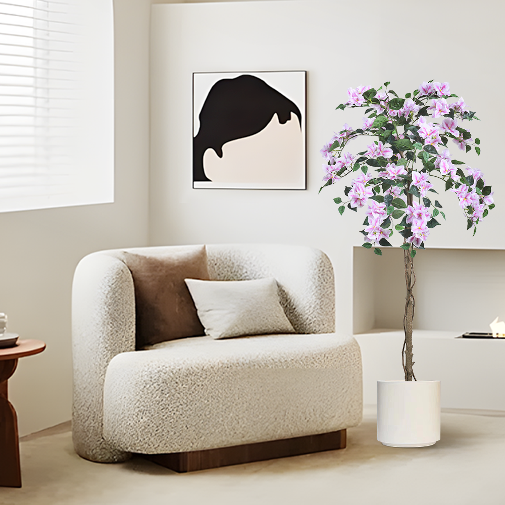 Artificial Light Pink Bougainvillea Tree, 47/63/75 inch, UV Resistant Faux Plant for Outdoor & Indoor Decor, Wholesale Fake Flower Tree