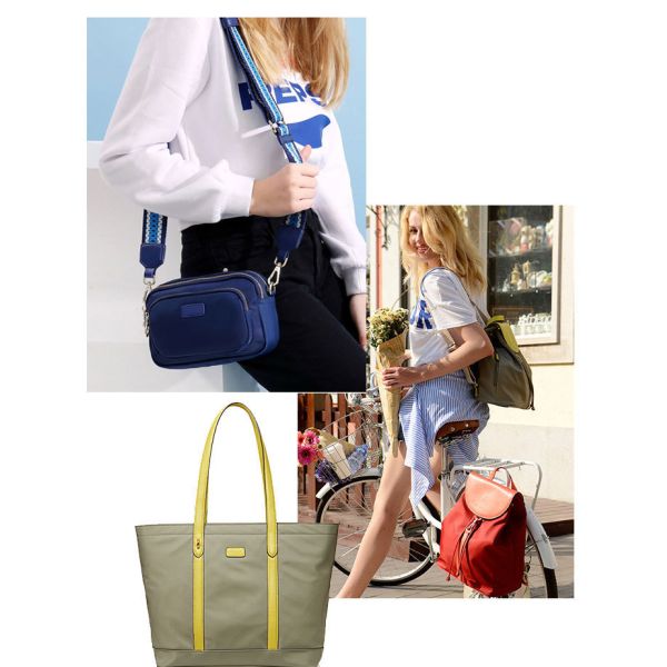 Waterproof Soft Nylon Texture Semi-PU Leather Brushed Bottom Handbag Faux Leather