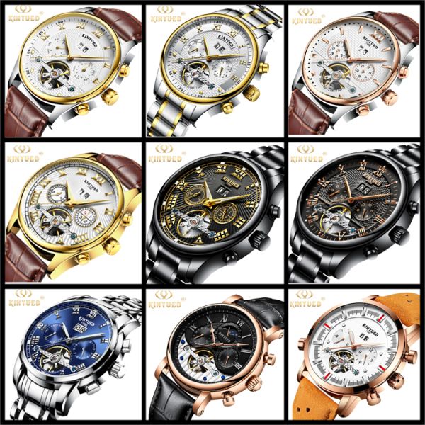 Brand KINYUED fashion mens wind up use hand water resistant tourbillon automatic watch