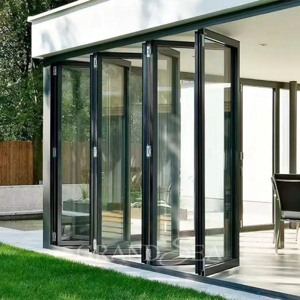 Grandsea Waterproof Hurricane Proof Aluminium Alloy Patio Glass Bi Folding Door American Bifolding Aluminum Folding Door