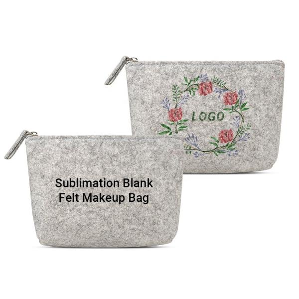 Custom Sublimation Bag Blanks Felt Makeup Bag Sublimation Blank For  Photo Printing