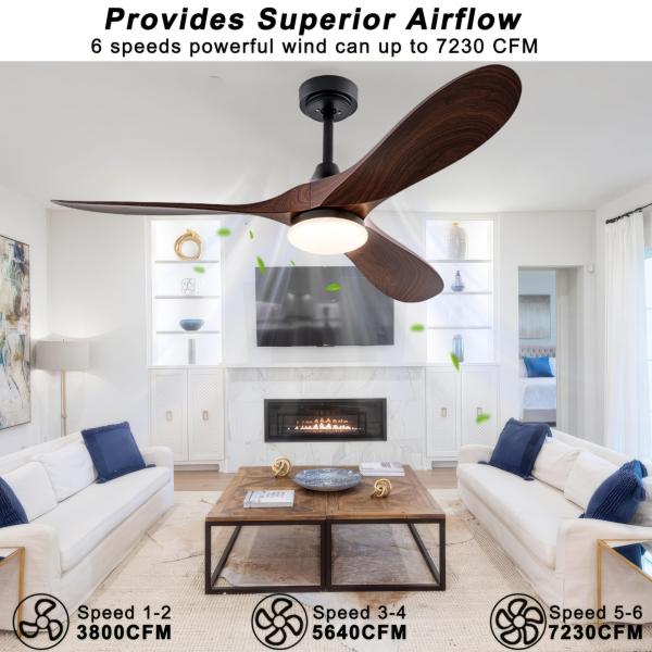 Wholesale factory 52 Inch Retro LED Inverter Ceiling Fan With Night Light Modern Design