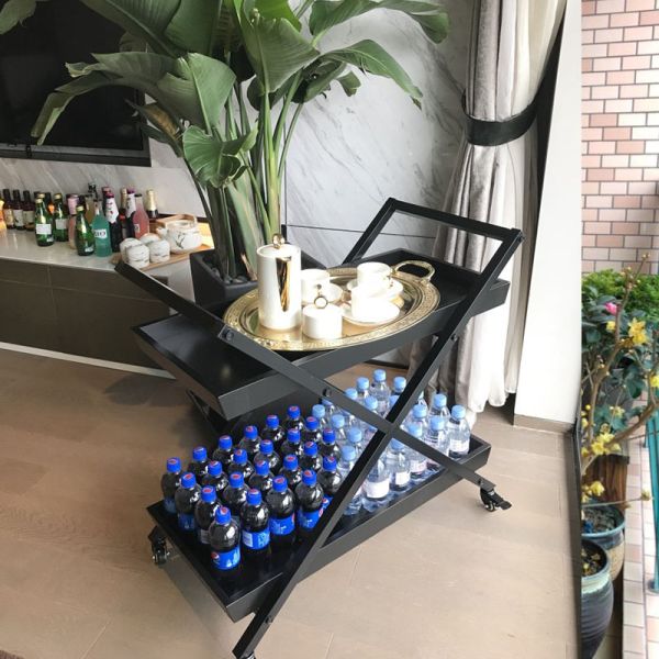 Customized Logo Metal Movable Trolley Hand Carts for Hotel and Medical Customized