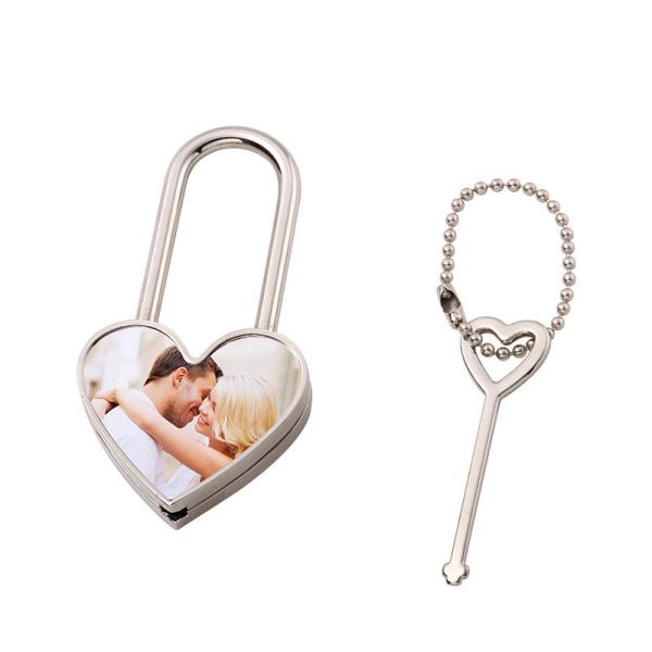 Cerradura de amor de sublimación de metal en blanco con llave de sublimación personalizada