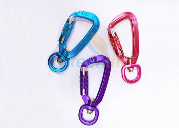 Colorful Aviation Aluminum Carabiner Clips Breaking Force 4KN Eco Friendly With Lock