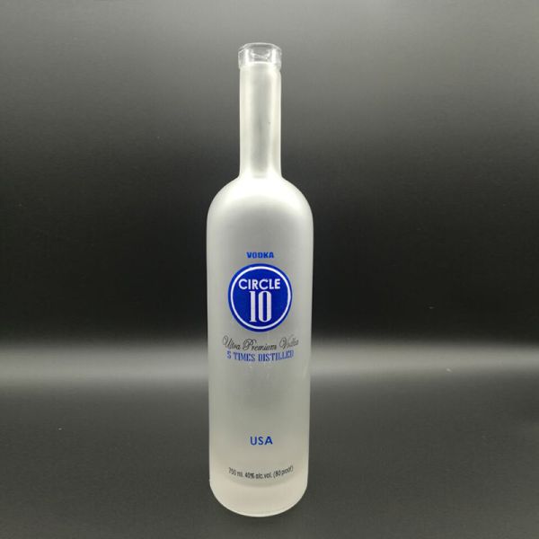 Glass Body Empty Cylinder Spirit 750ml Whisky Vodka Liquor Bottle Frosting 700ml 500ml
