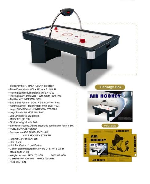 Deluxe 7FT air hockey table overhead electronic scorer wood MDF ice hockey table