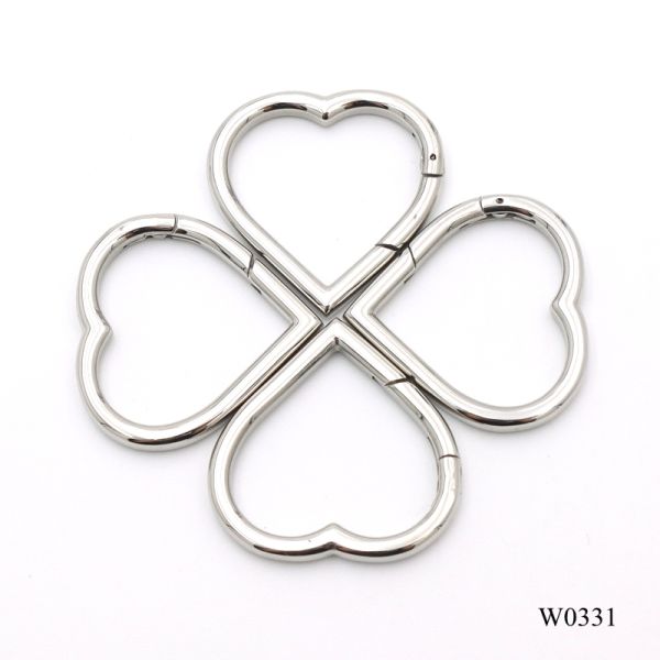 30mm Heart Shape Stainless Steel Spring Ring Quality Carabiner Keychain DIY Accessories