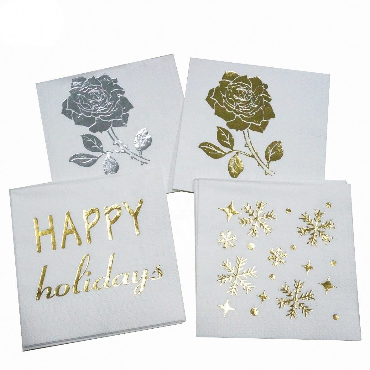 Customized Size 25X25cm Wedding Flower Personalized Printed Paper Napkins Serviettes