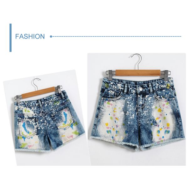 Adjustable Waist Children's Denim Shorts , Spring / Summer Little Girl Jeans Shorts