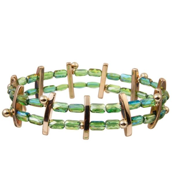 Grânulo de vidro verde feito a mão Crystal Dainty Bracelet Stackable elástico da semente