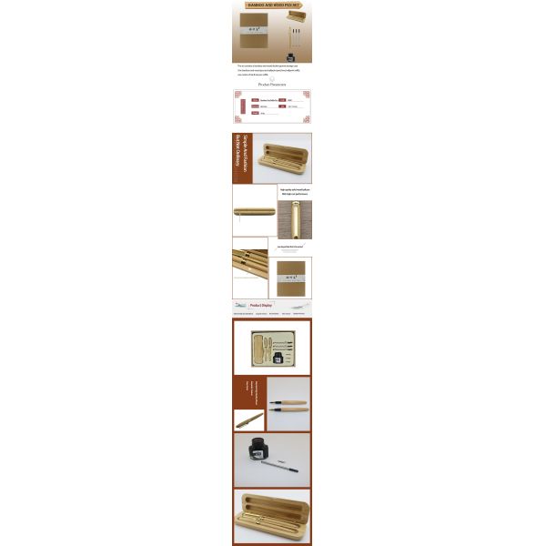Set de papelería de negocios de madera de bambú de color natural bolígrafo de rodillo Set de pluma fuente