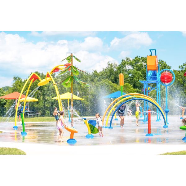 Waterpark Splash Pad Accessories Fiberglass Steel Water Slide Mini Water Park Equipment