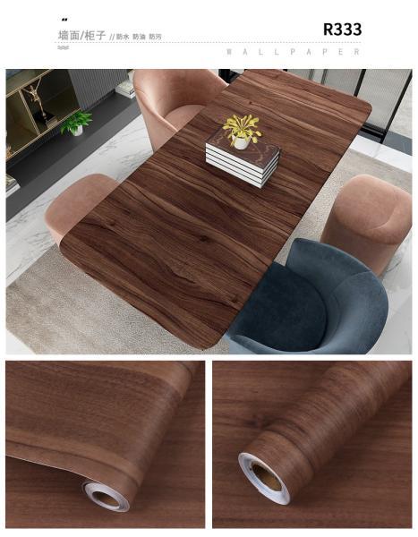 Geometric Textured Embossed Wood Grain Self-Adhesive Vinyl Wallpaper for Furniture Decoration