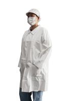 White Disposable Microporous Film Laminate Lab Coat With Pockets and snaps closure