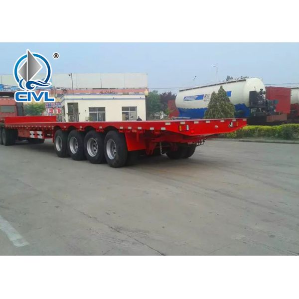 4 Axles Flatbed Manual Semi Trailer Trucks with Four Double Air Chamber